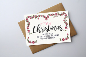 Christmas Vintage Floral Card, a Card Template by graphicforest