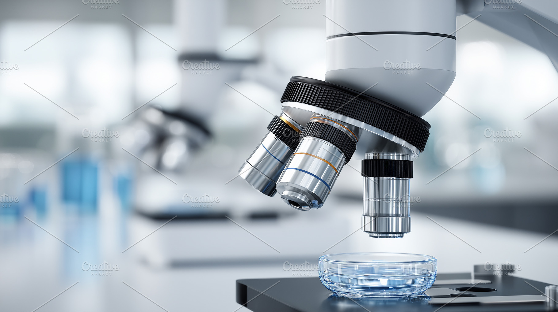 Close up of a modern microscope with, a Health & Medical Photo by MistyDay