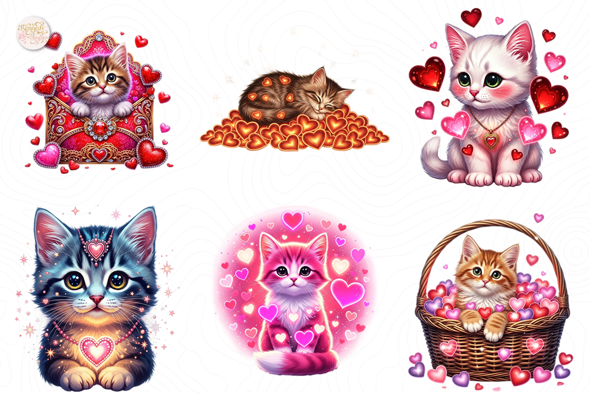 Cute Kitten PNG Clipart with Heart, an Animal Illustration by KennedyStudio (Photo 3 of 5)