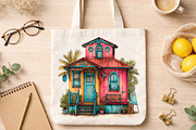 Watercolor Beach Huts Summer Clipart, an Illustration by Canvas Craft (Thumbnail 7 of 7)