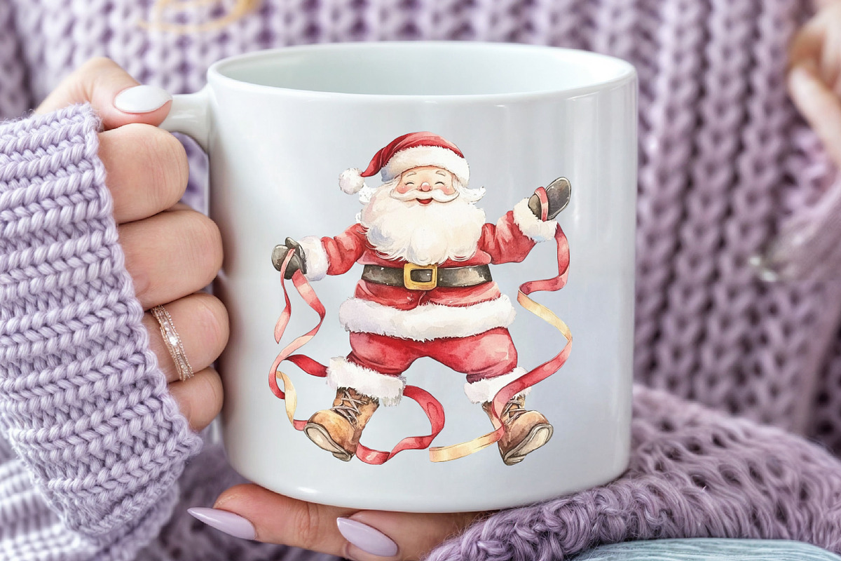 Watercolor Funny Skinny Santa PNG, an Illustration by CraftArtStudio (Photo 5 of 6)