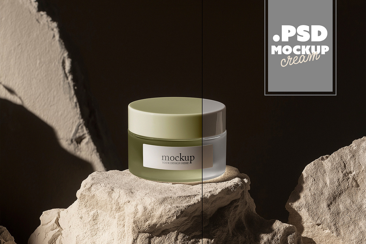 Cosmetic Jar Mockup On Stone, a Packaging Mockup by McLittle Stock (Photo 3 of 4)