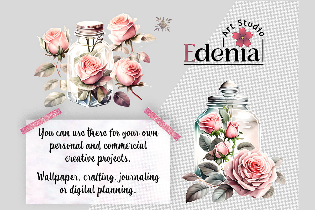 Vintage Romantic Rose Glasses PNGs, a Decorative Illustration by EdeniaArtStudio (Photo 2 of 4)