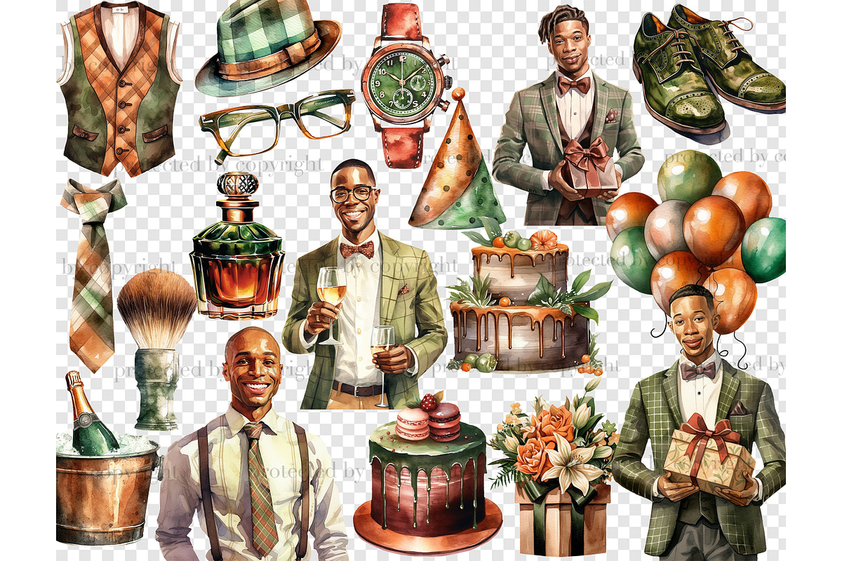 Black Mans Birthday Clipart, a Person Illustration by GlamArtZhanna (Photo 4 of 5)