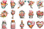 Whimsical Valentines Day Clipart, an Illustration by Designking (Thumbnail 2 of 5)