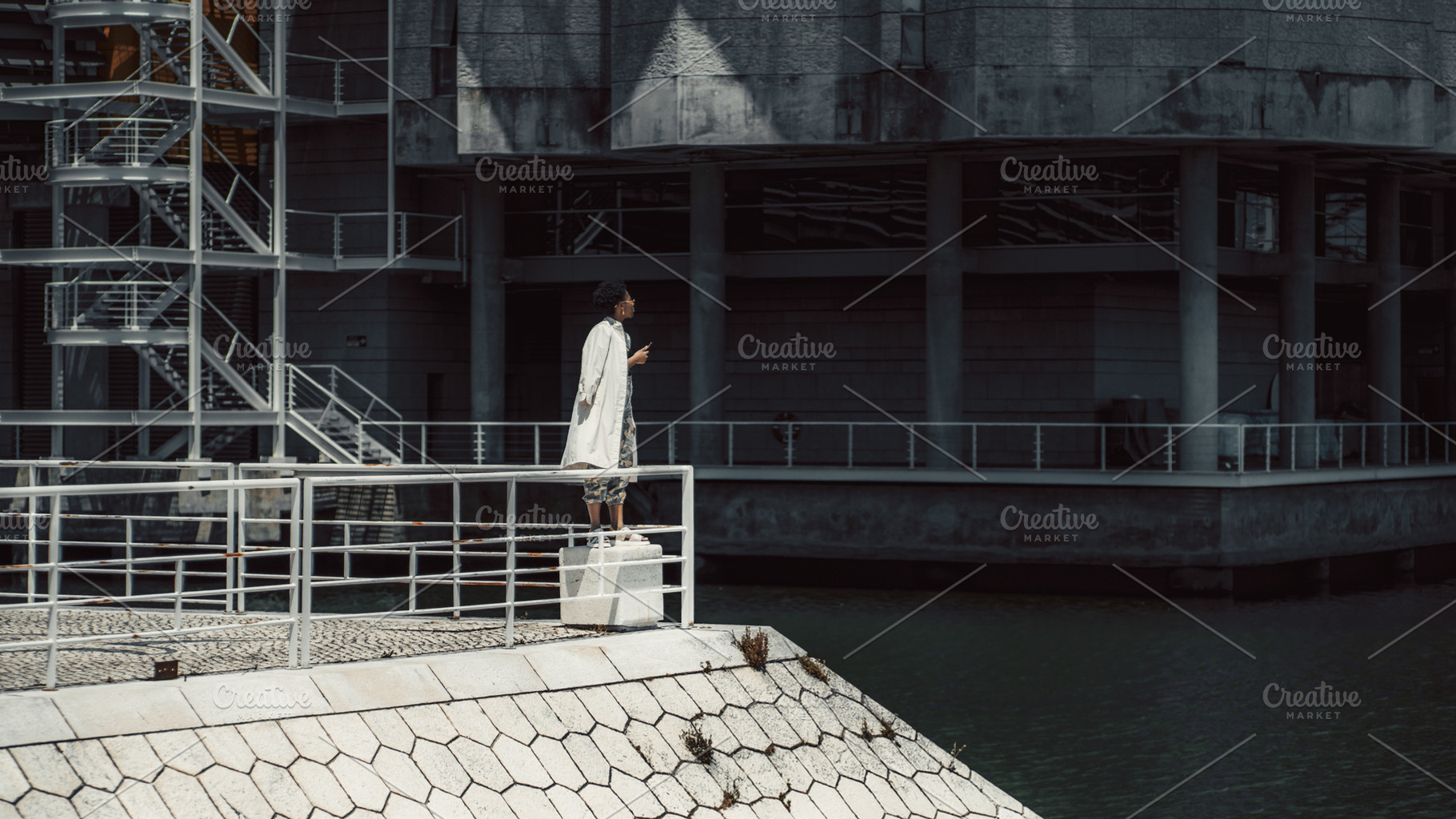 Woman on Modern Waterfront, a Person Photo by SkyNext