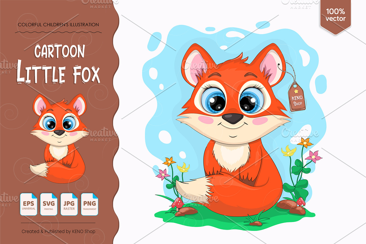 Little cartoon Fox. Tshirt, PNG., an Animal Illustration by KENO Mascots (Photo 1 of 4)