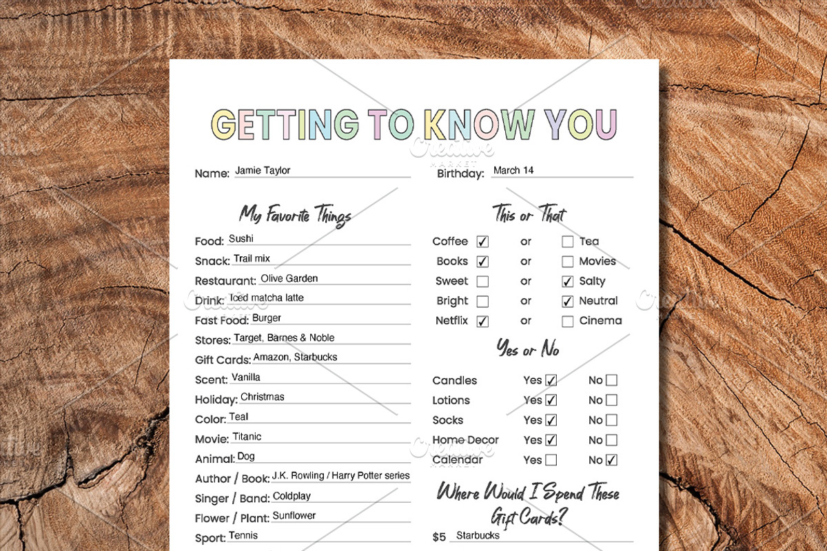 Editable Getting To Know You, a Stationery Template by Graphicsnext (Photo 3 of 7)