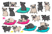 Pugs. Emotions and activities., an Illustration by Martyshova (Thumbnail 5 of 5)