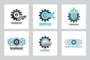 SEO Technology Gear Logo Set
