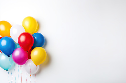 Colorful balloons on white background, a Holiday Photo by AlyaAnd