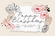 Poppy Blossoms Vector Illustrations, a Texture Illustration by Fire Spark Studio (Thumbnail 1 of 6)