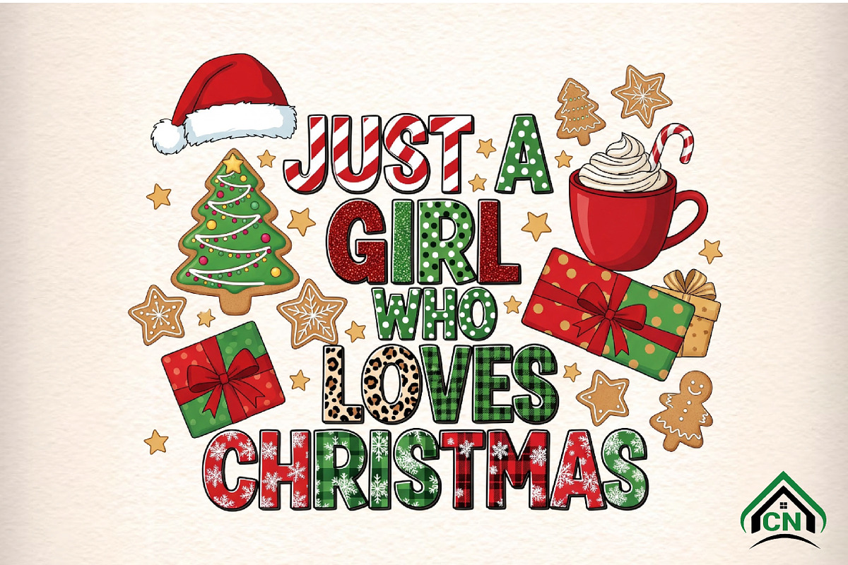 Just A Girl Who Loves Christmas PNG, an Illustration by Craft Nest (Photo 1 of 6)