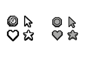 Pixel art icons depicting, an Illustration by ZinetroN
