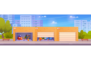 Self storage unit. Street warehouse, an Object Illustration by Stock-Smart-Start