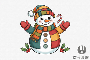 Patchwork Snowman Png, Merry Christm, an Illustration by Designking