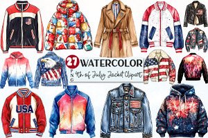 Watercolor 4th of July Jacket Clipar, a Seasonal Illustration by Rose Art