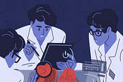 Scientists research human brain, a Healthcare Illustration by Good Studio (Thumbnail 2 of 3)