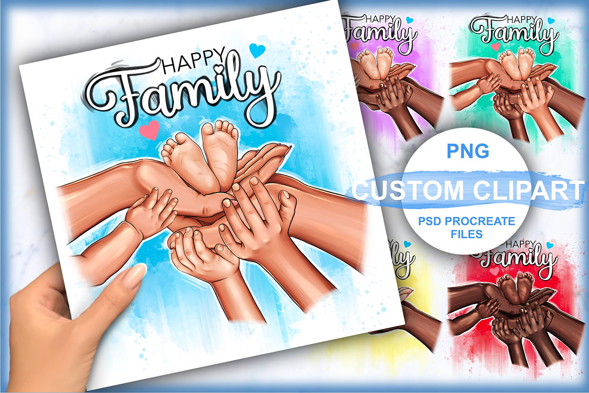 Family Clipart, Mom, Dad and kids, a Person Illustration by Elenbushe (Photo 1 of 6)