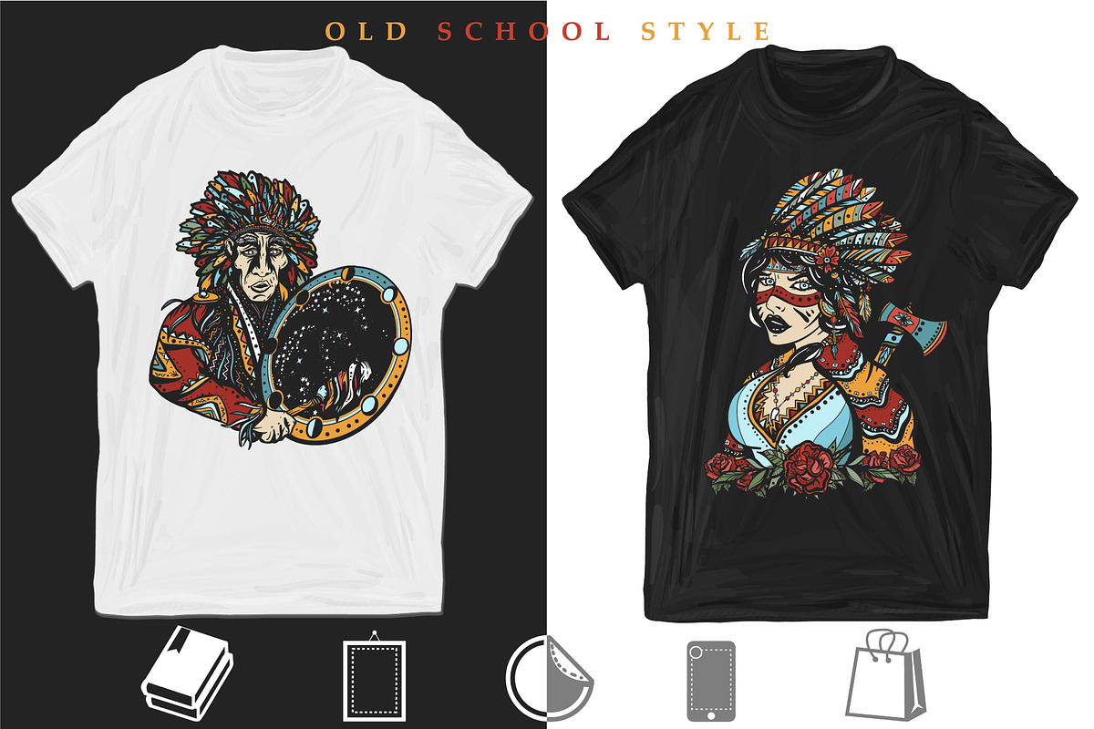 Native Americans old school tattoo, a Background Graphic by intueri (Photo 8 of 8)