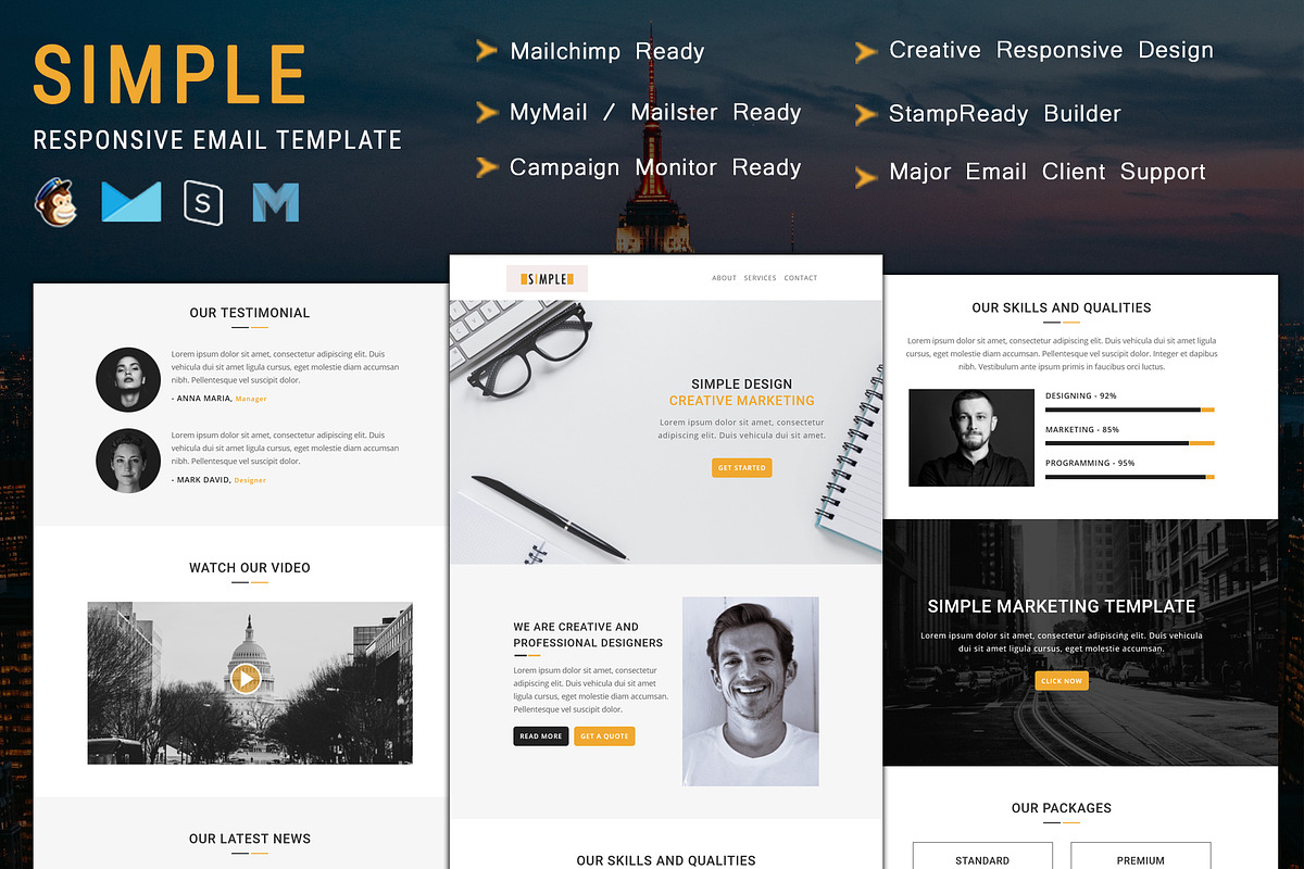 Simple Responsive Email Template, an Email Template by FourDinos