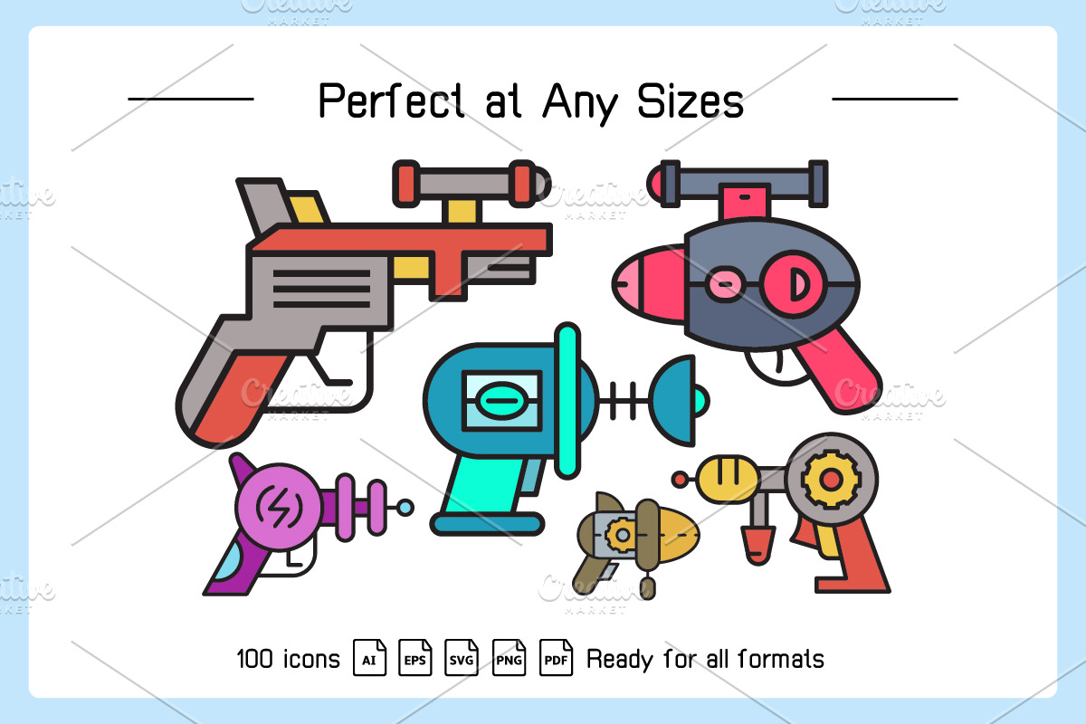 Futuristic Gun, Space Blaster Icons, an Icon by Designfour (Photo 4 of 5)