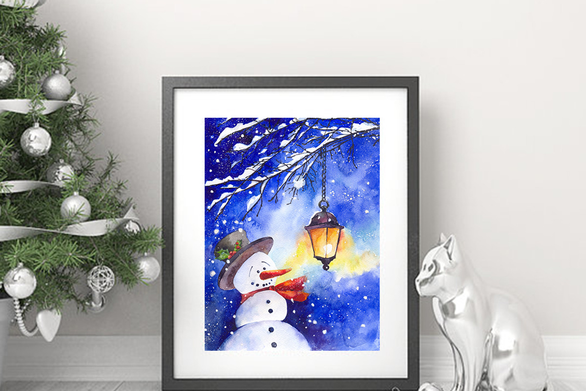SALE Watercolor snowman Christmas, a Decorative Illustration by MaryAmi (Photo 3 of 3)