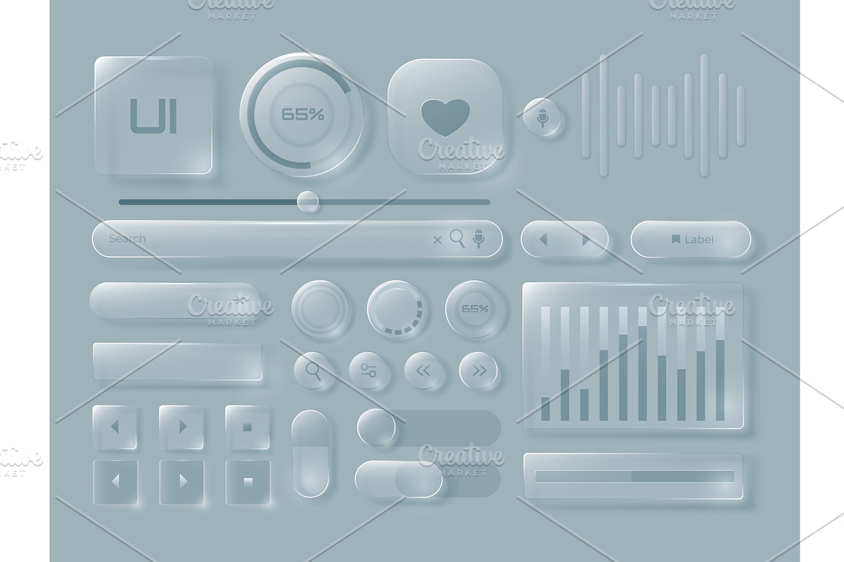 Glass UI interface with transparent, an Illustration by Frogella