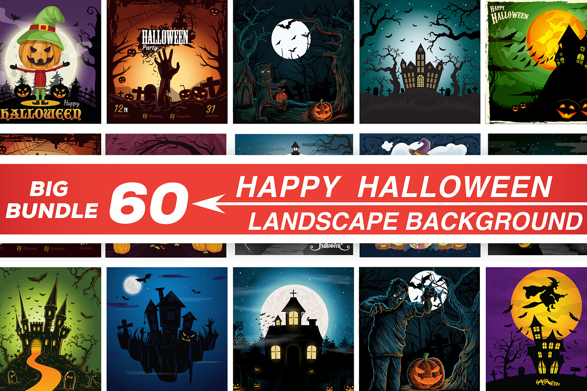 Halloween Landscape Background, an Illustration by naem021 (Photo 1 of 4)