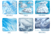 Clouds - Watercolor Clip Art Set, an Education Illustration by Tati Bordiu (Thumbnail 2 of 3)