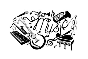 Abstract Music monochrome. Many, an Illustration by Nenahliadava Design