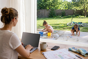 Children playing outside on summer d, a Photo by Dvoevnore photos