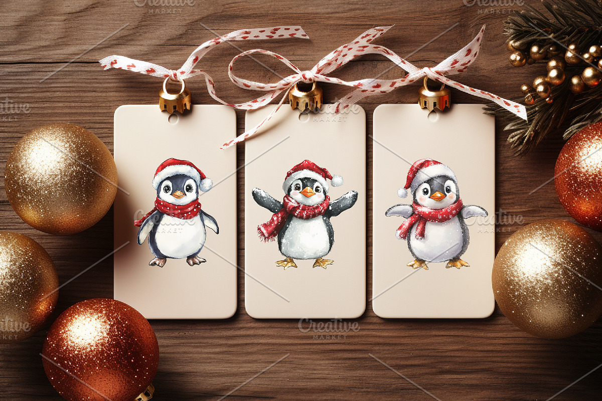 Christmas Penguin. Watercolor PNG., an Animal Illustration by KENO Mascots (Photo 4 of 8)