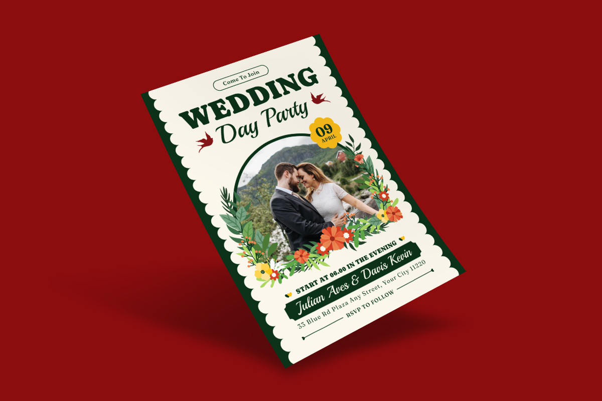 Flowrist Couple Wedding Invitation, an Invitation Template by iDoodle Studio (Photo 2 of 4)