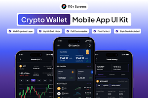CryptoQu - Crypto Wallet App UI Kit, an UI Kit Template by Moni Studio