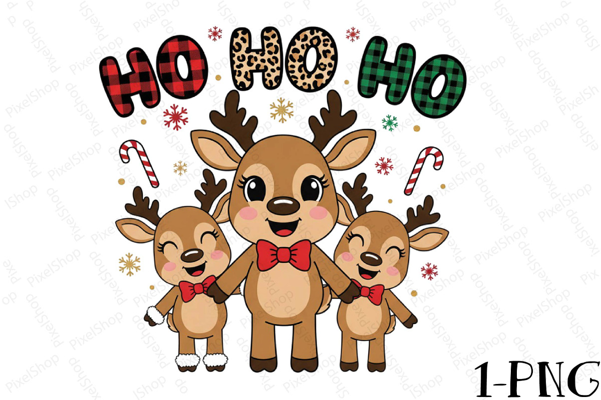 Ho Ho Ho Reindeer Christmas PNG, an Illustration by DreamPrint404 (Photo 1 of 7)