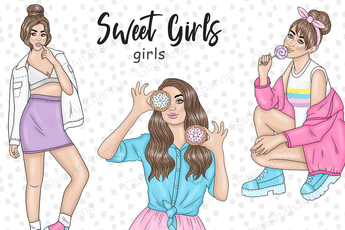 Sweet Girl Clipart Girls, a Person Illustration by GlamArtZhanna (Photo 1 of 4)