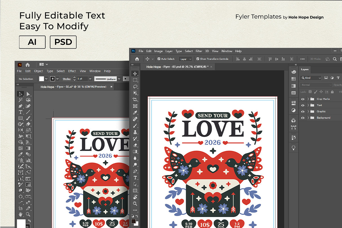 Send Your Love Flyer Template, a Flyer Template by Hole Hope Design (Photo 4 of 5)