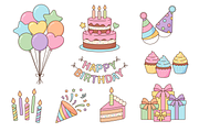 Birthday party elements and icons, an Object Illustration by Cmeree (Thumbnail 1 of 3)
