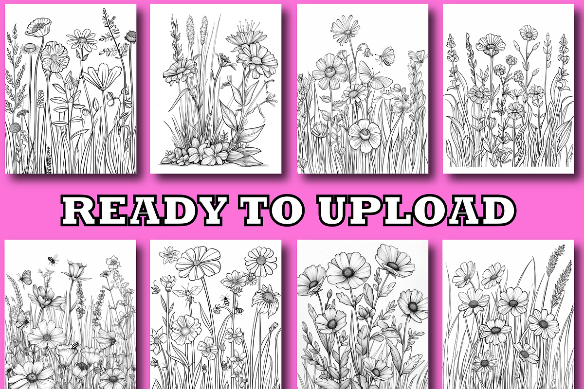 Wild Flower Coloring Pages For Adult, an Object Illustration by Design Zone