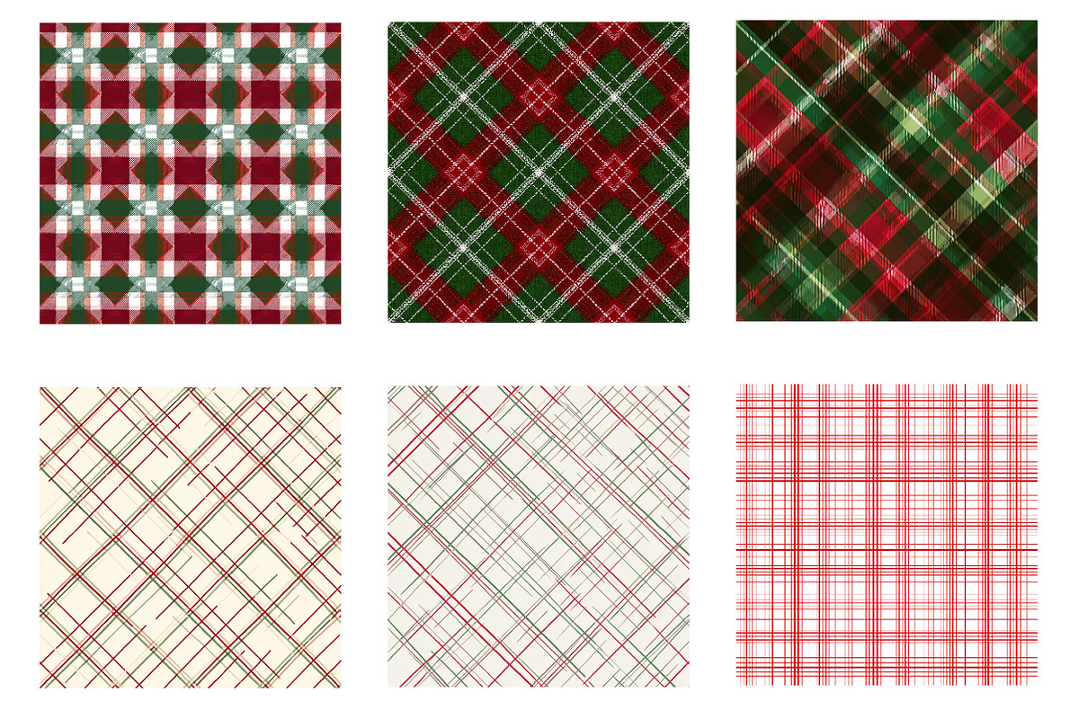 Christmas Gingham Plaid Digital Pape, an Illustration by Designworld (Photo 3 of 6)