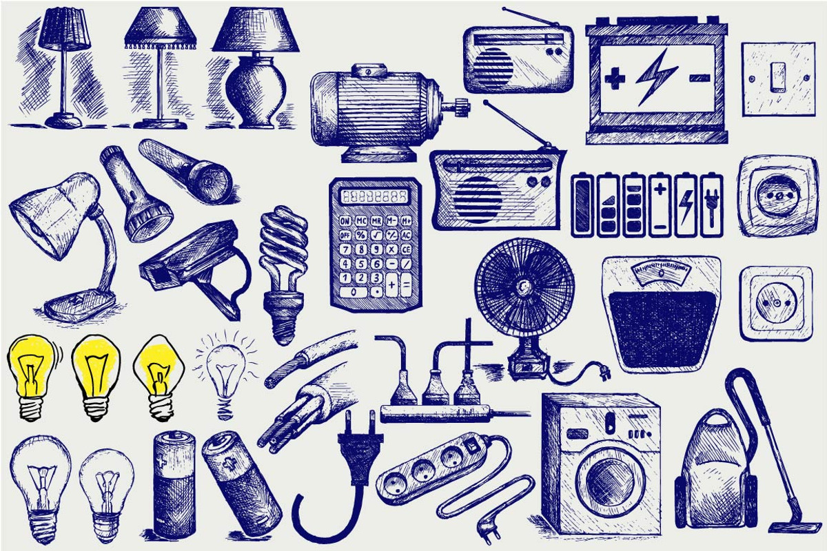 Electronic equipment and appliances, a Decorative Illustration by LineworkStock (Photo 1 of 3)