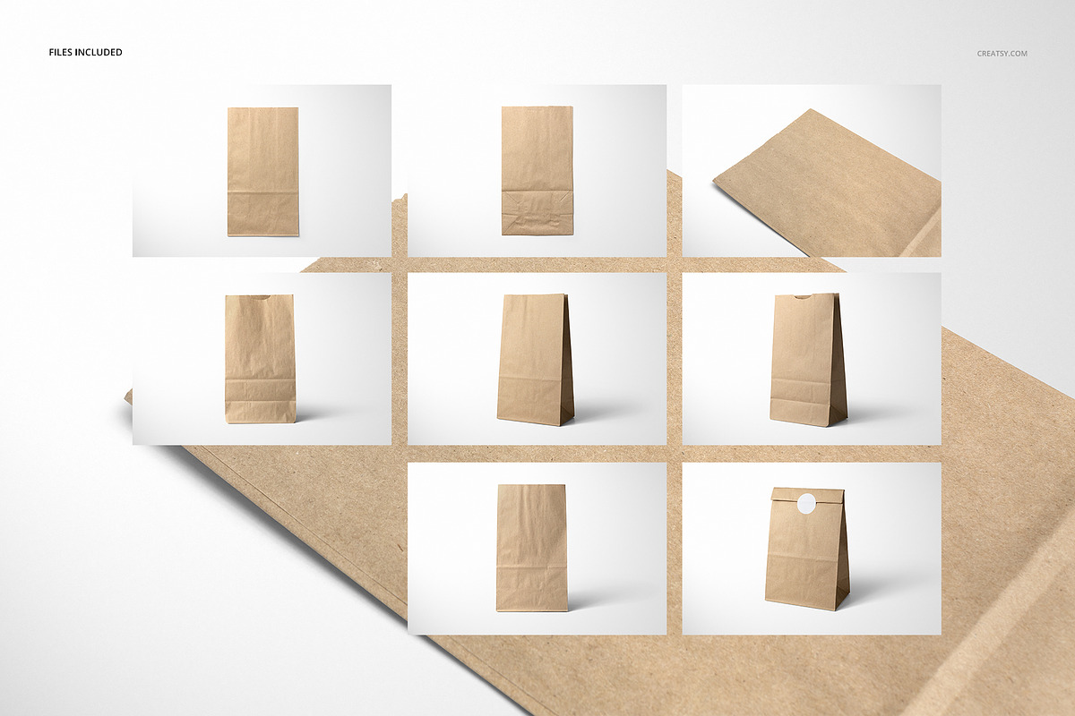Lunch Kraft Paper Bag Mockup Set, a Household Mockup by creatsy5 (Photo 2 of 13)