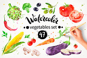 Vegetables Watercolor Set, an Object Graphic by Sonya Illustrations (Thumbnail 1 of 4)