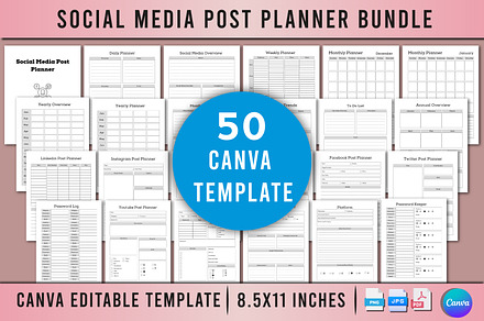 Social Media Post Planner Bundle, a Stationery Template by Shumaya