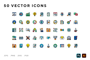 Research and development icons, an Outline Icon by Wencory