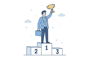 Businessman winner champion standing, a Person Illustration by Artsaba Family