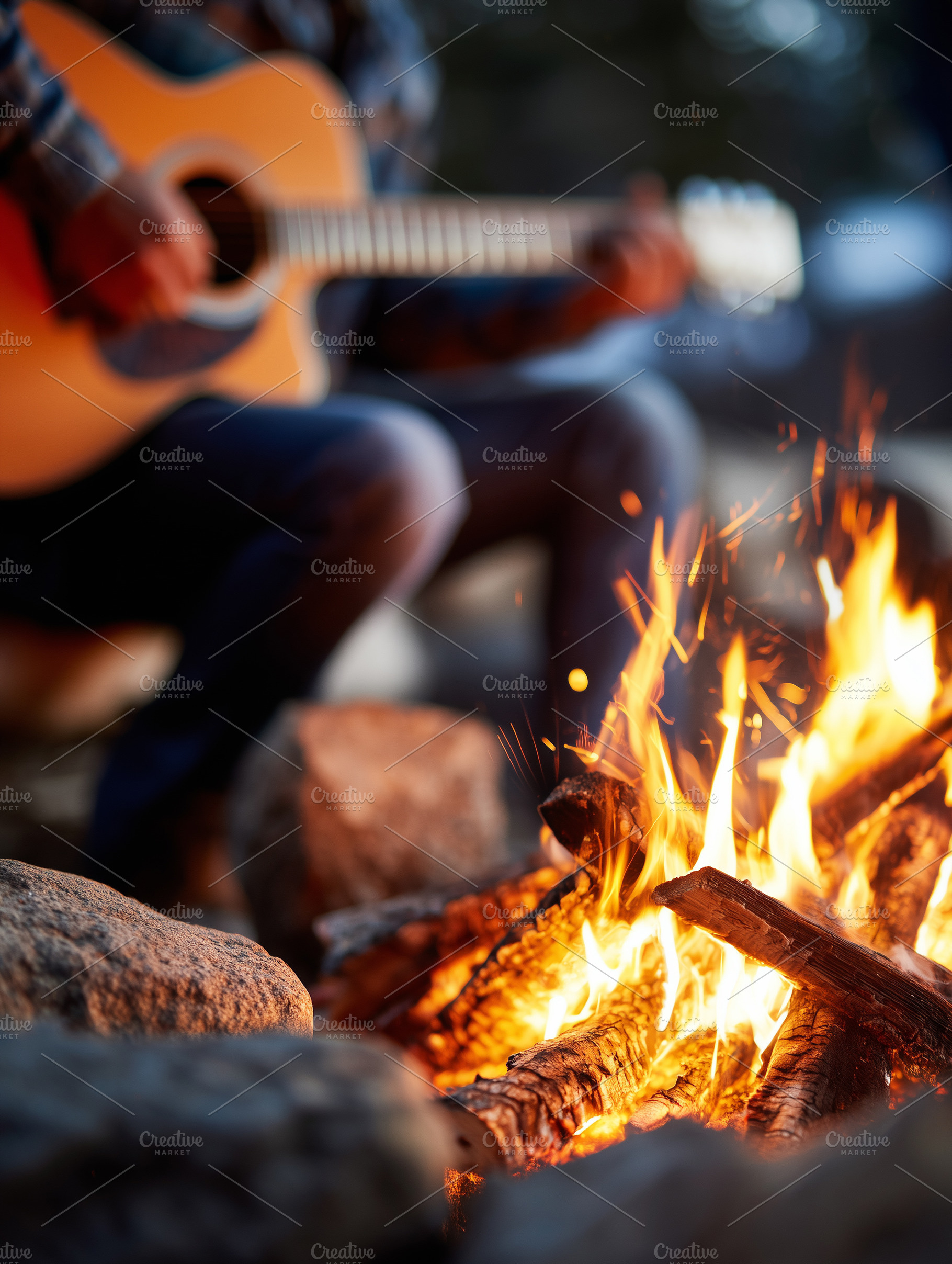 Man playing on acoustic guitar by a, an Arts & Entertainment Photo by MistyDay
