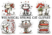 Whimsical Spring Cat Clipart, an Illustration by OK Design (Thumbnail 3 of 6)