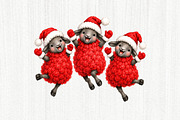 Whimsical Christmas Sheep Clipart, a Seasonal Illustration by fashionaddict (Thumbnail 6 of 11)